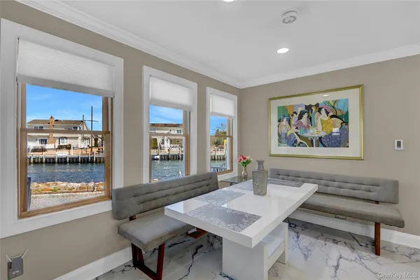 a workspace with furniture and window