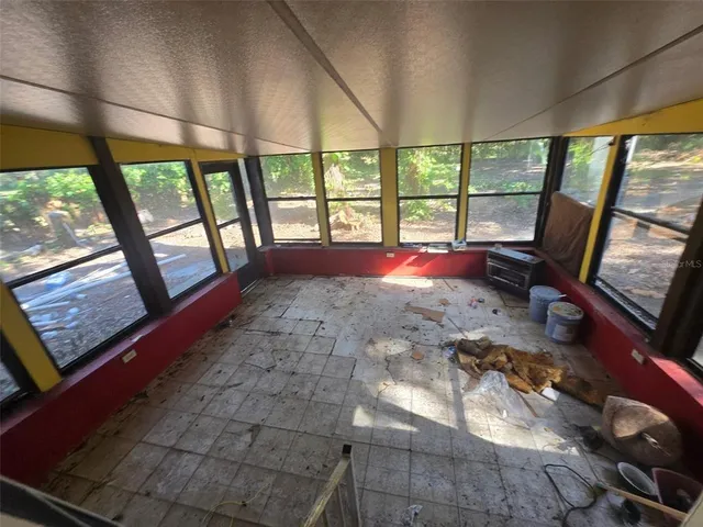 a living room with a large window
