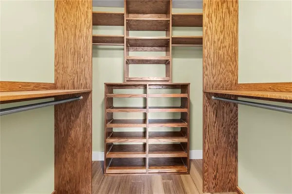 a view of a room with shelves