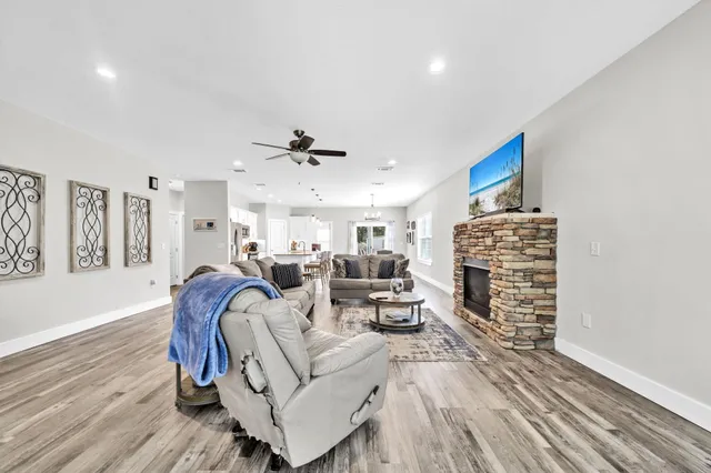 a living room with furniture