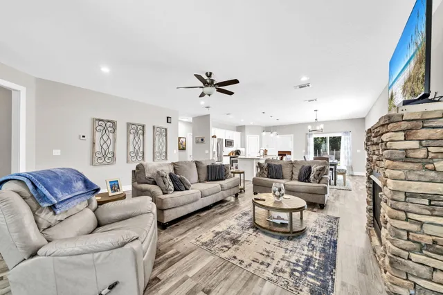 a living room with furniture