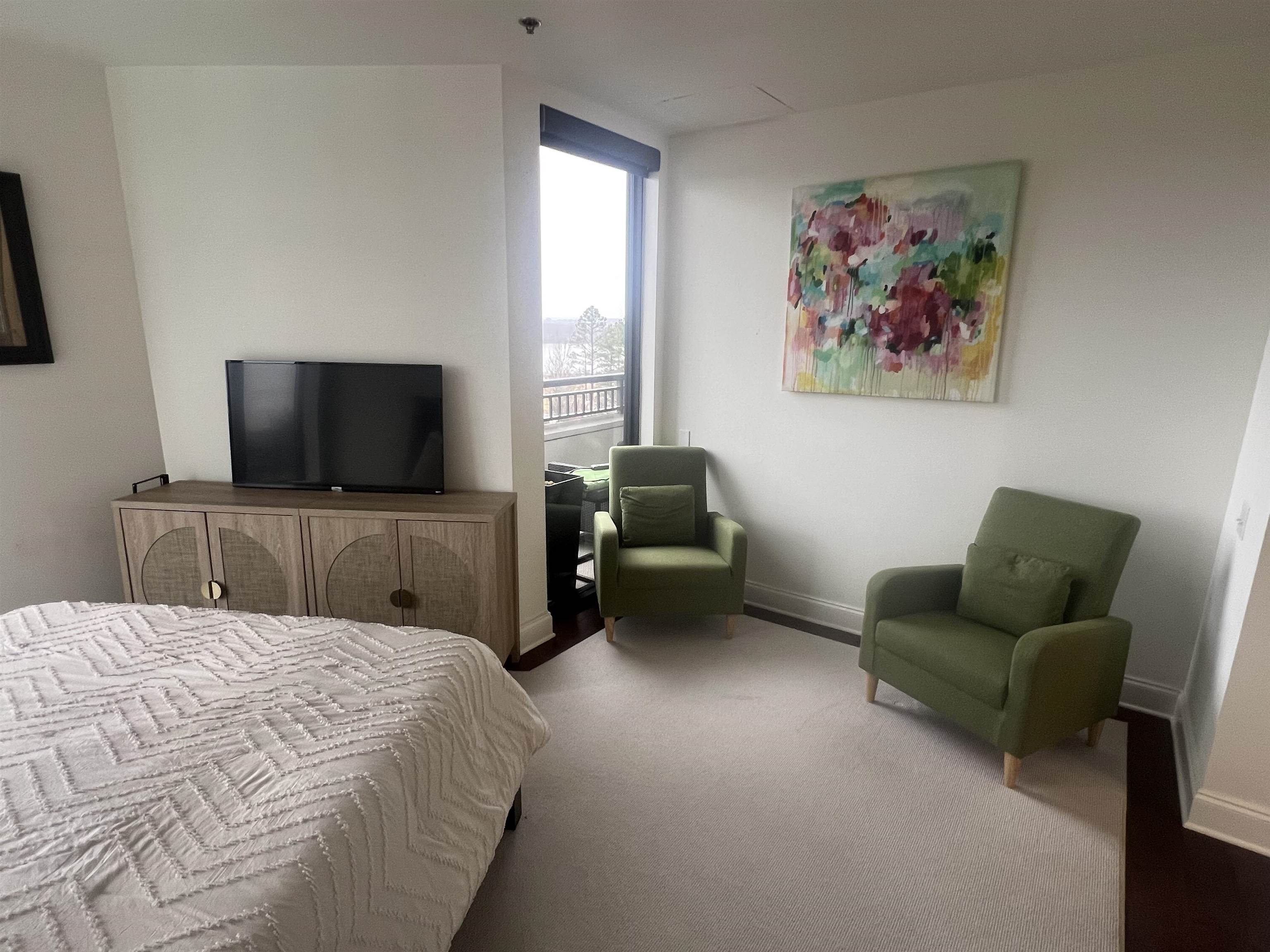 717 Riverside Drive, Unit 505 Memphis, TN 38103 - Photo 15 of 24 a bedroom with a bed and a flat screen tv
