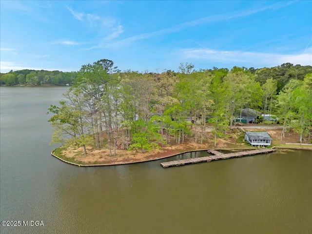 a view of a lake with a mountain in the background