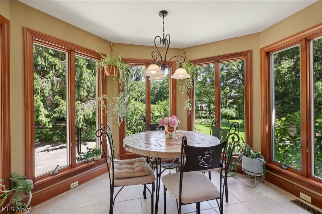 1534 West Comet Road Clinton, OH 44216 - Photo 24 of 43 Breakfast nook/dining area surrounded by bay windows. Perfect spot for morning coffee and brunch. Great room of the flowing garden and trees.