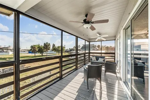 a view of a city from a balcony