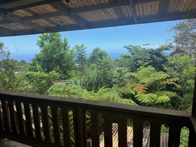 a balcony with street view
