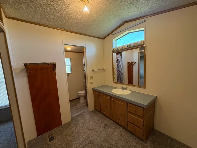 a view of walk in closet with a mirror