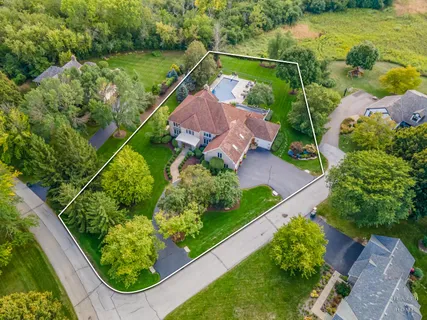 an aerial view of a house