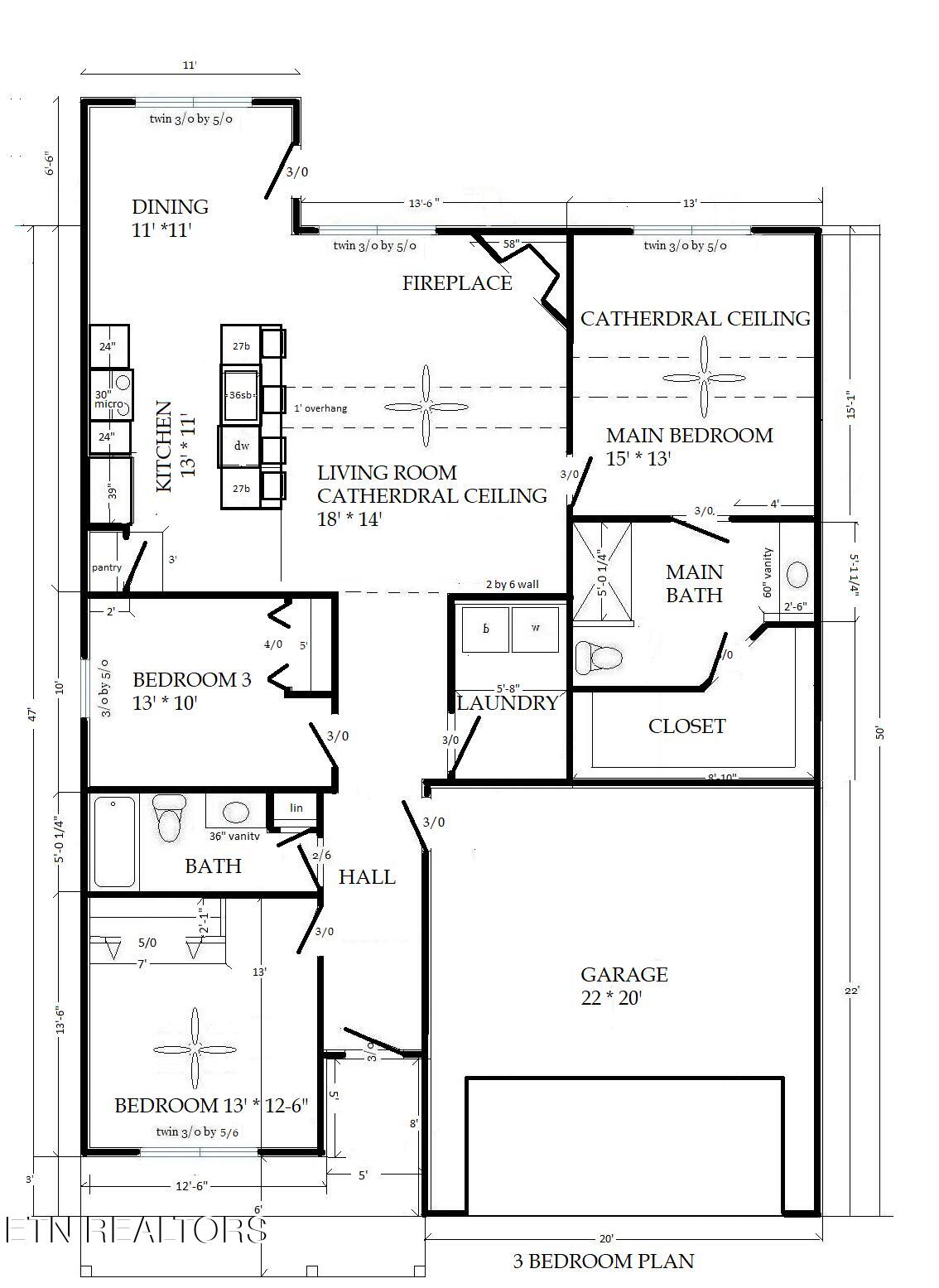 540 Henderson Road, Unit 26 Pigeon Forge, TN 37862 - Photo 37 of 41 3-Bedroom Plan