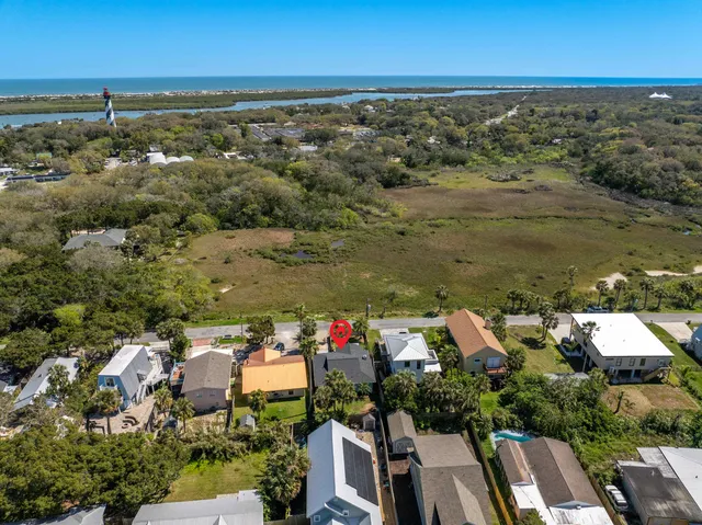 an aerial view of a house