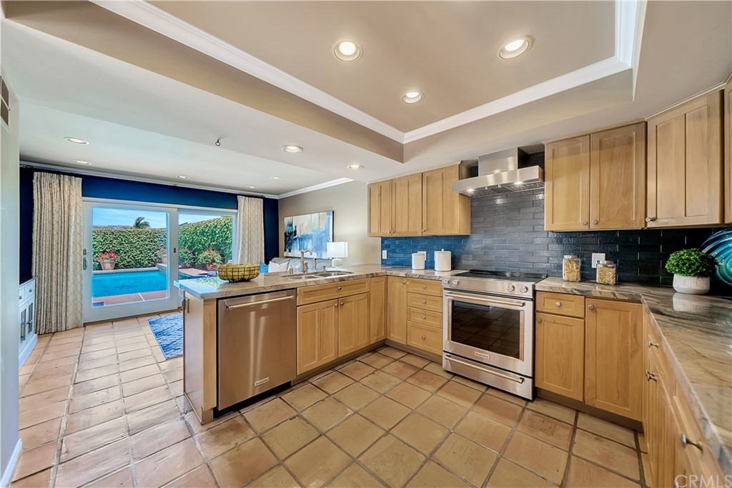 23802 Cassandra Bay Dana Point, CA 92629 - Photo 22 of 48 a kitchen with stainless steel appliances granite countertop a sink and cabinets
