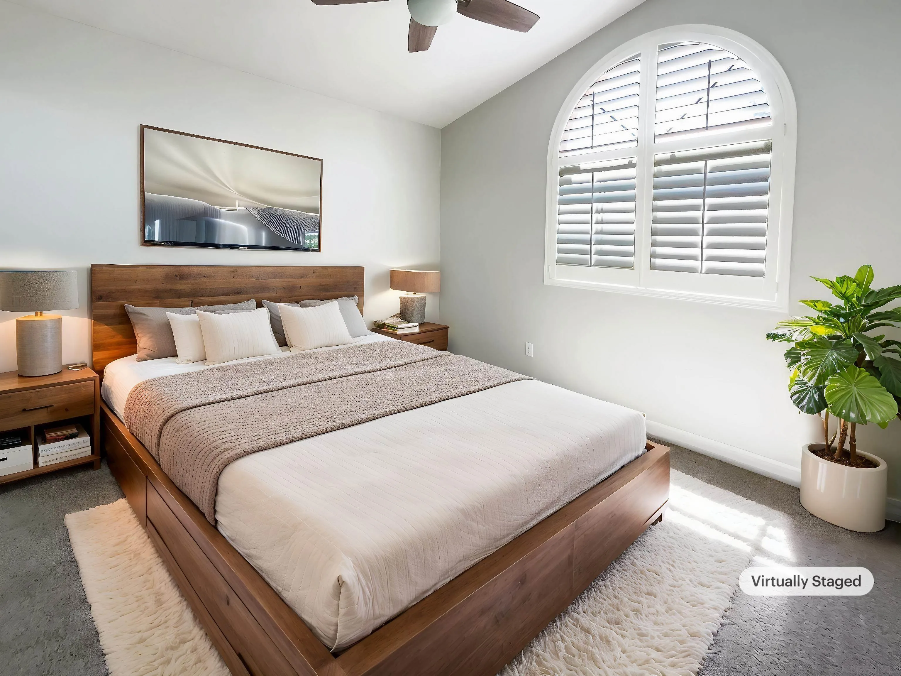 7922 Sunset Terrace Lemon Grove, CA 91945 - Photo 4 of 22 a bedroom with a large bed and a potted plant