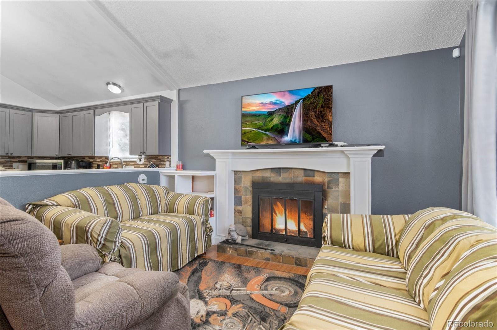 9648 Lane Street Thornton, CO 80260 - Photo 5 of 27 a living room with furniture and a fireplace