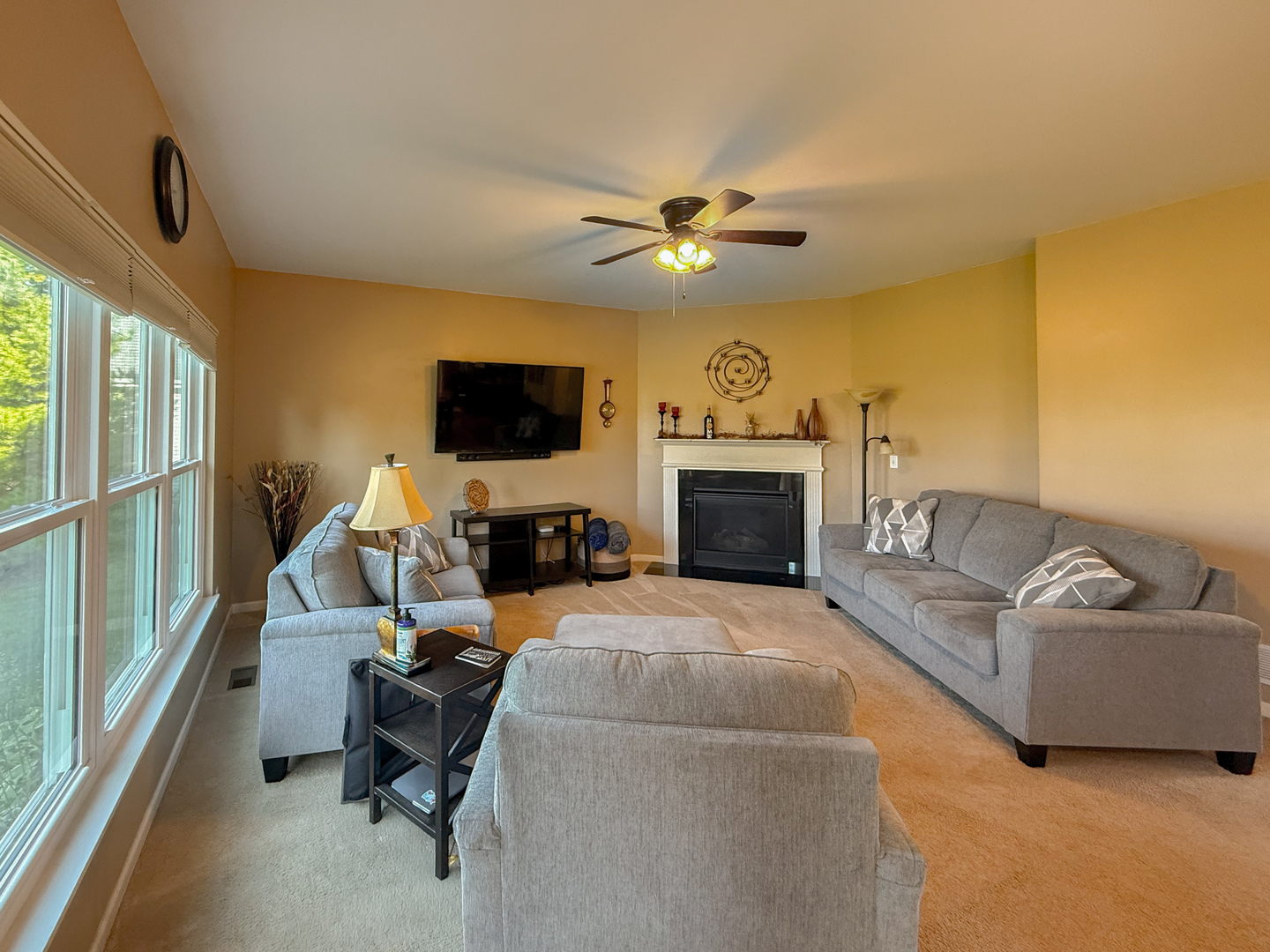 445 East Becker Place Sycamore, IL 60178 - Photo 10 of 27 a living room with furniture a fireplace and a flat screen tv
