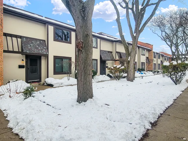 a view of a house with a snow in the yard