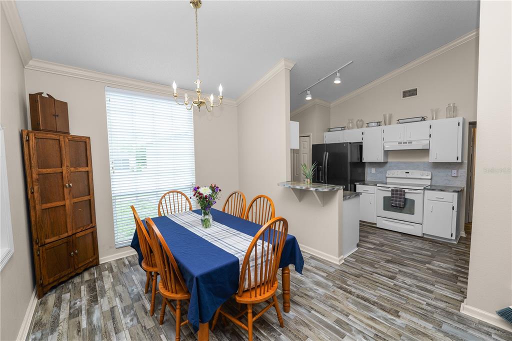 225 Lindale Street Lakeland, FL 33809 - Photo 17 of 37 a kitchen with stainless steel appliances a microwave a stove a refrigerator a sink a table and chairs