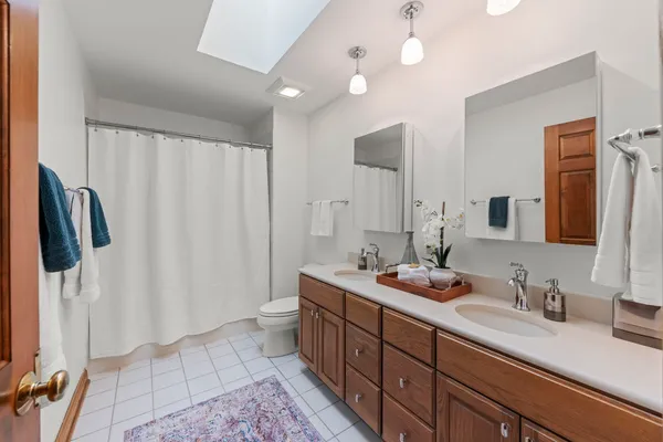 an aerial view of residential building and parking space