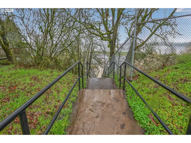 a view of a wooden bridge