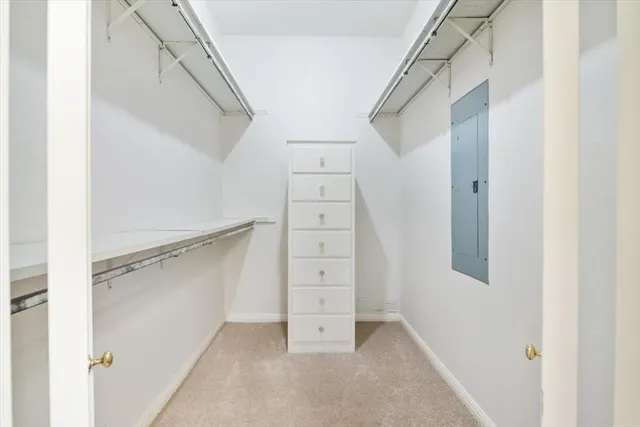 a view of an empty walk in closet