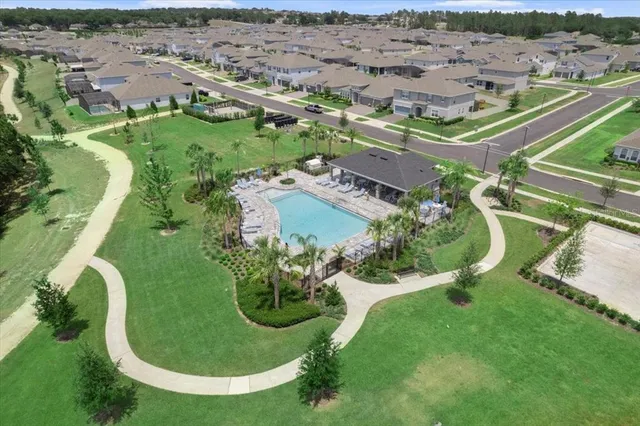 an aerial view of a house