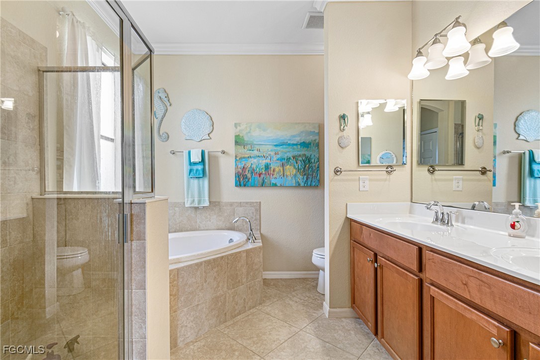 9138 Water Tupelo Road Fort Myers, FL 33912 - Photo 16 of 28 a bathroom with a sink a toilet a mirror and shower