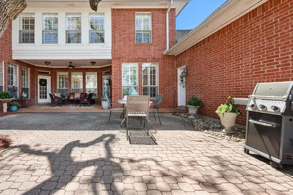 a outdoor space with patio furniture