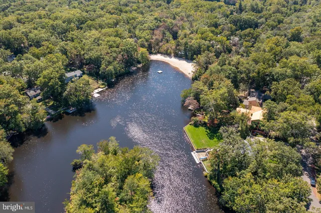 a view of a lake in middle of forest