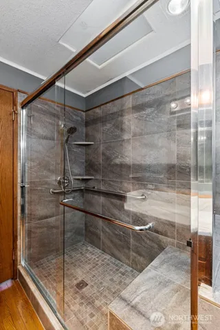 a bathroom with a shower