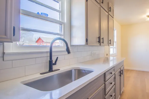 an empty room with windows