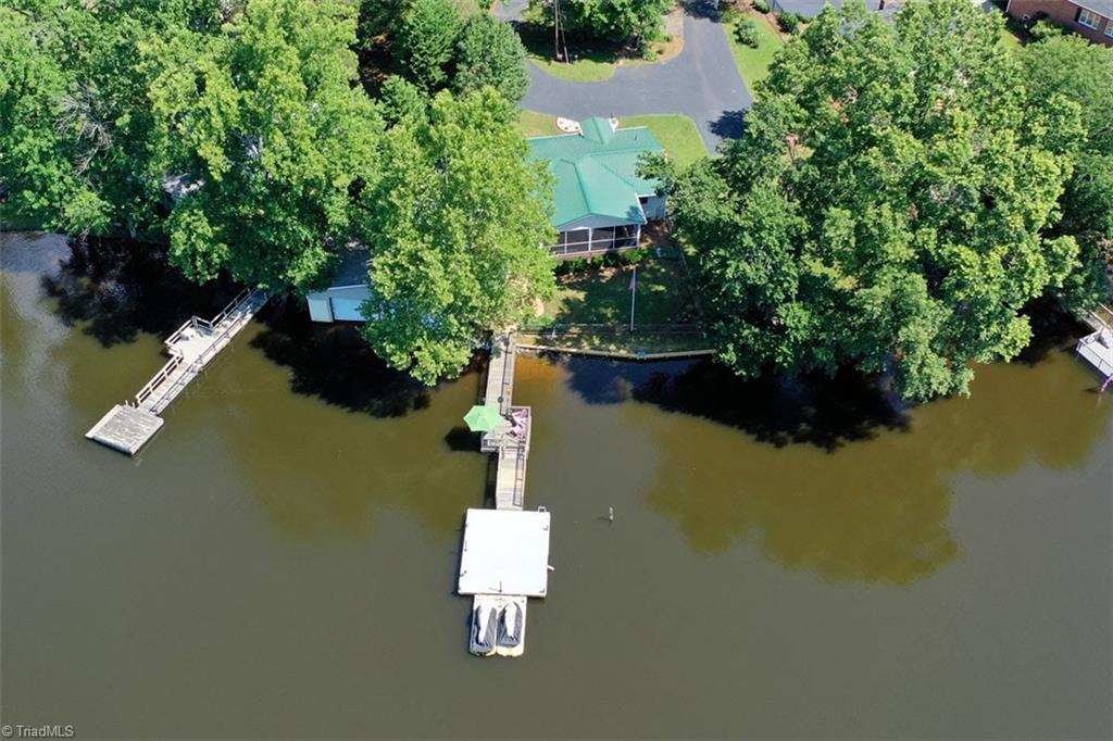 780 Cedar Branch Road Denton, NC 27239 - Photo 29 of 29 Birds eye view of home and pier.