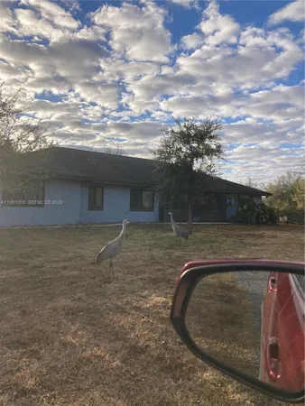 a view of a swimming pool with a yard