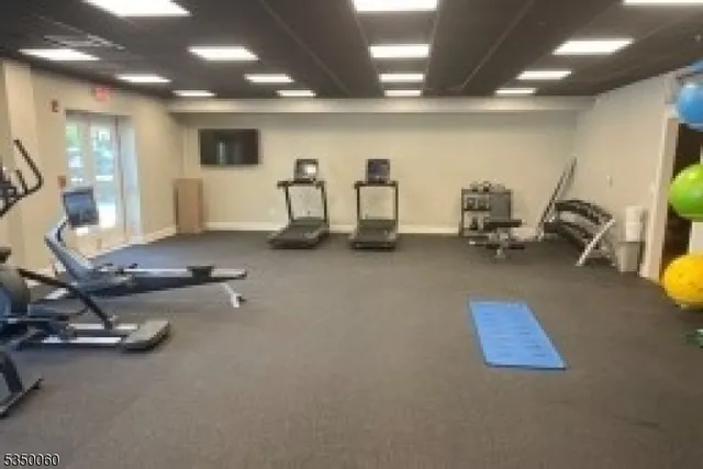 a room with gym equipment