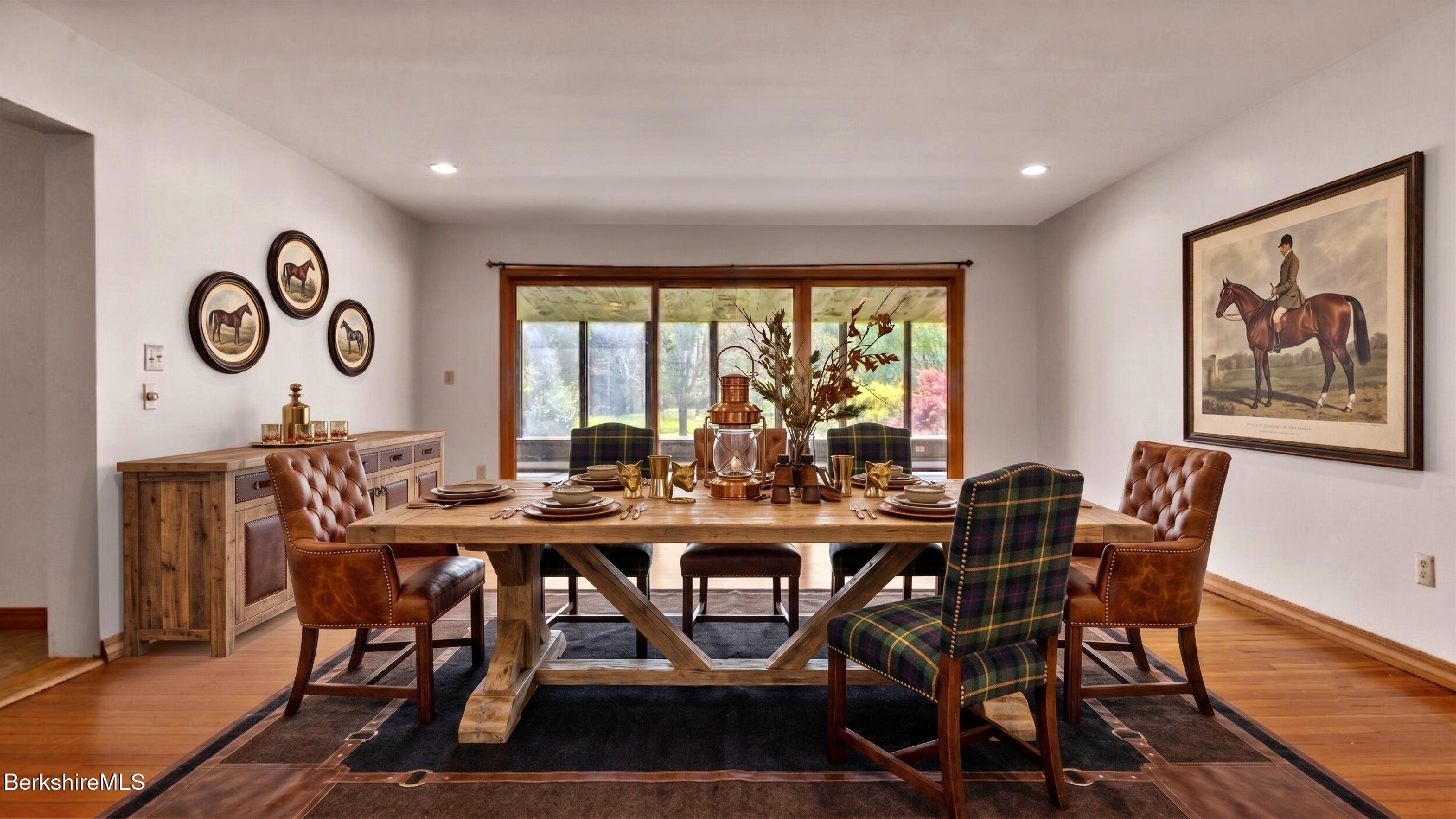 20 East Dugway Road Lenox, MA 01240 - Photo 13 of 84 a view of a dining room and livingroom with furniture wooden floor and a large window