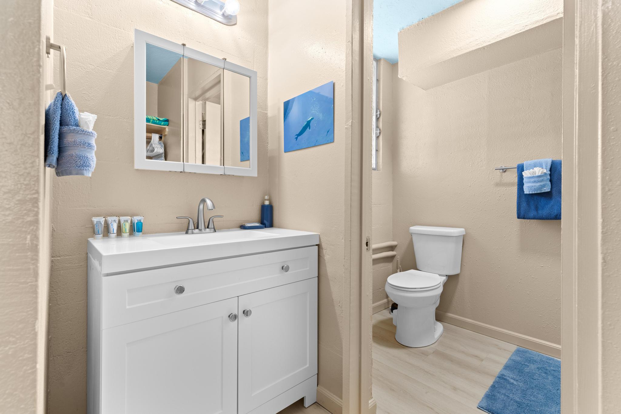 1303 Kalanianaole Street, Unit 112 Hilo, HI 96720 - Photo 10 of 27 a bathroom with a sink toilet and vanity