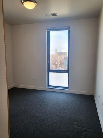 a view of a small space with a window