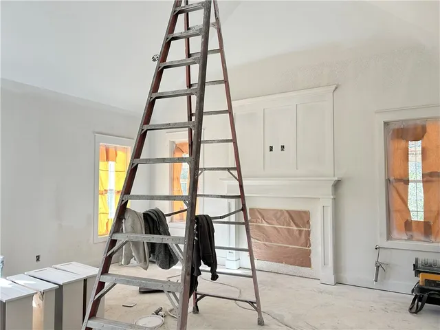 a view of room with a window and storage area