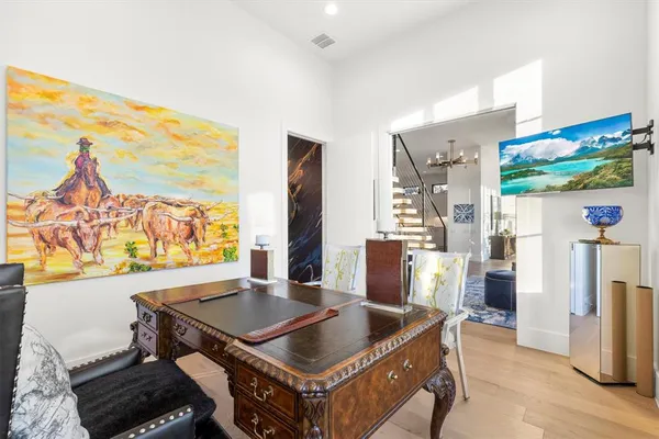 a view of a workspace with furniture