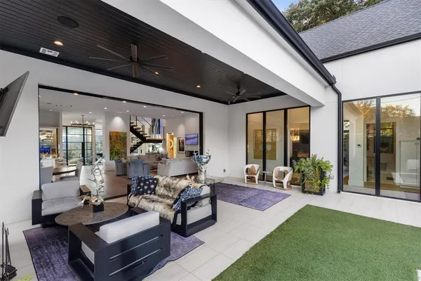 a living room with furniture