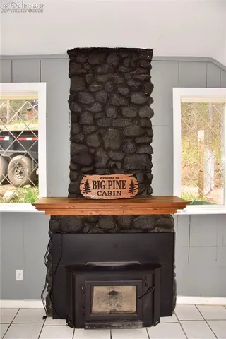a close view of fireplace