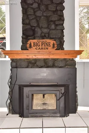 a close view of a fireplace