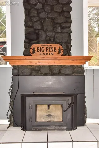 a close view of a fireplace