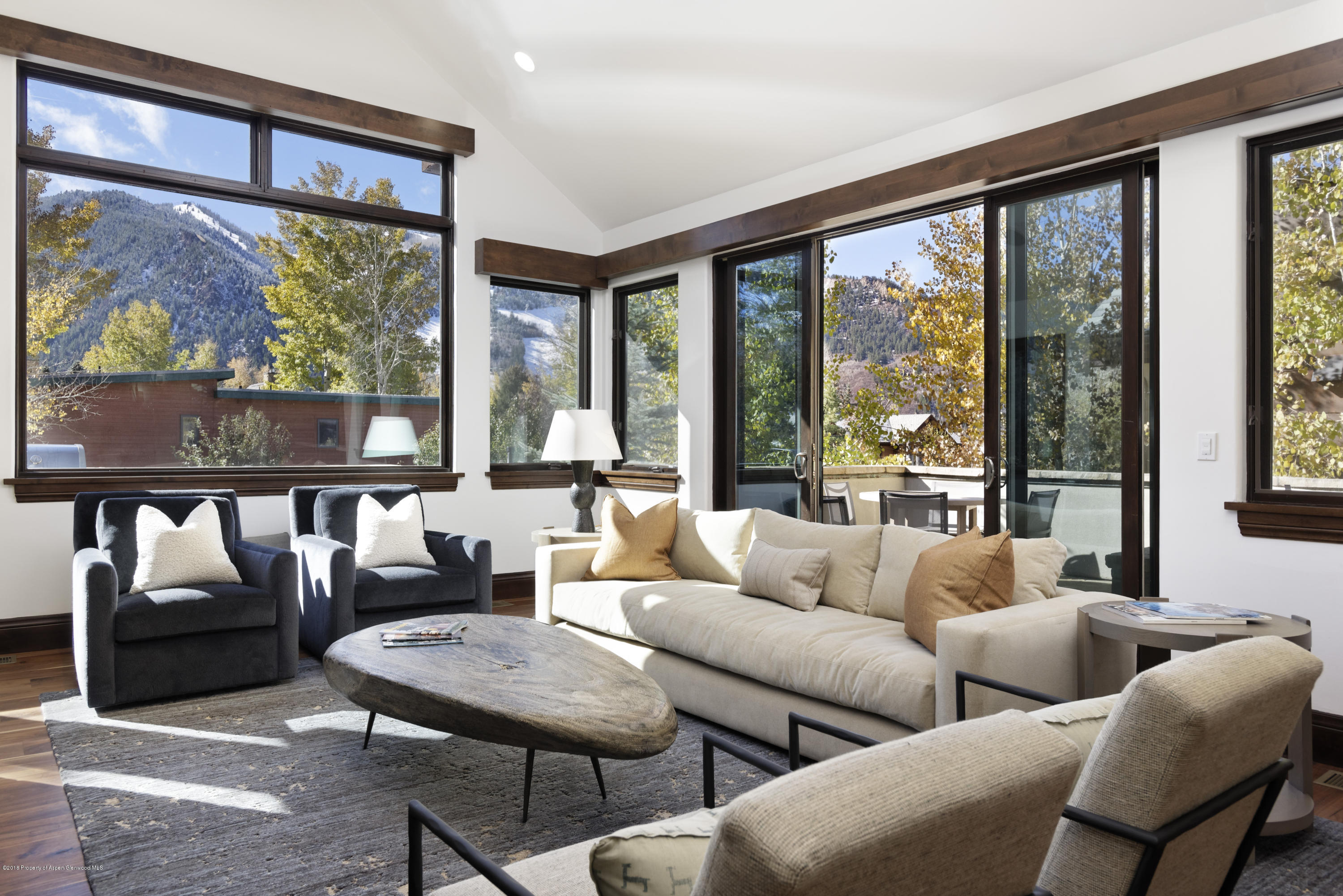 566 Race Street Aspen, CO 81611 - Photo 2 of 21 a living room with furniture and a floor to ceiling window