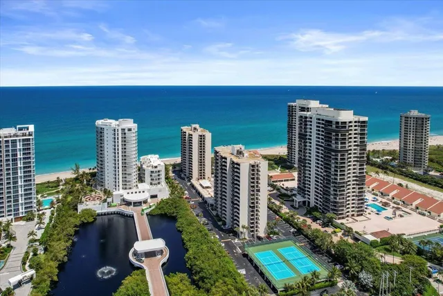 a city view with tall buildings