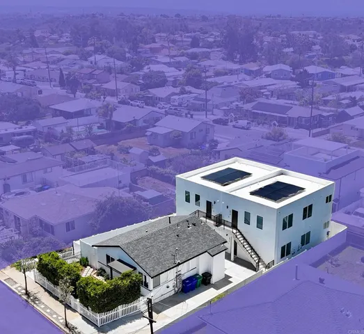 an aerial view of a house with a space