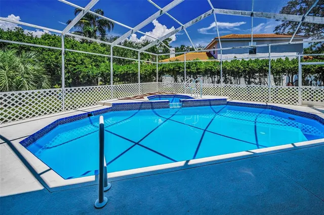 a view of a golf course with a building