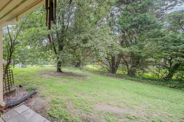 a view of a yard with a tree