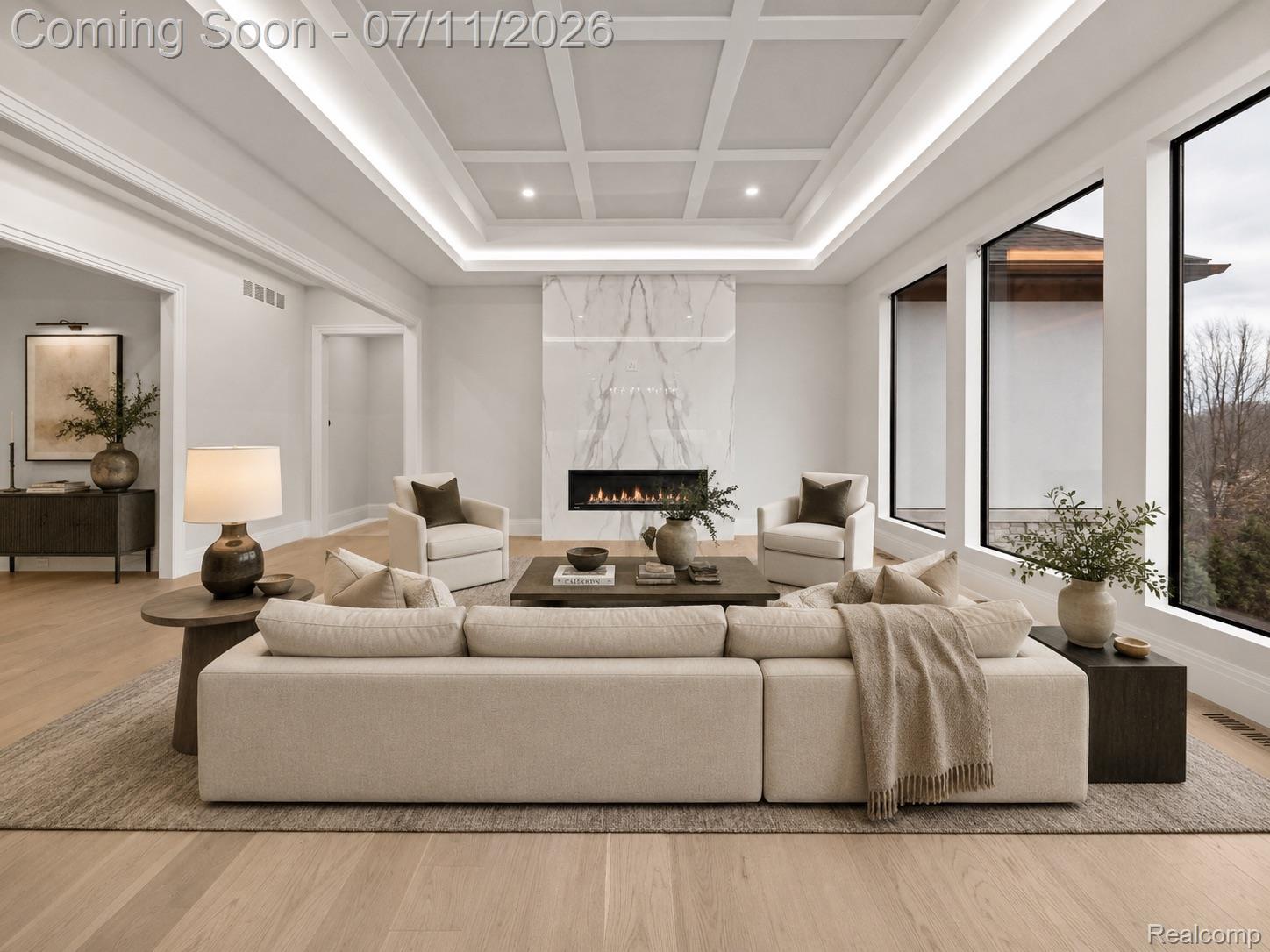 49 The Heights Boulevard Rochester, MI 48306 - Photo 2 of 9 Coffered ceiling with recessed lighting and perimeter accent lighting