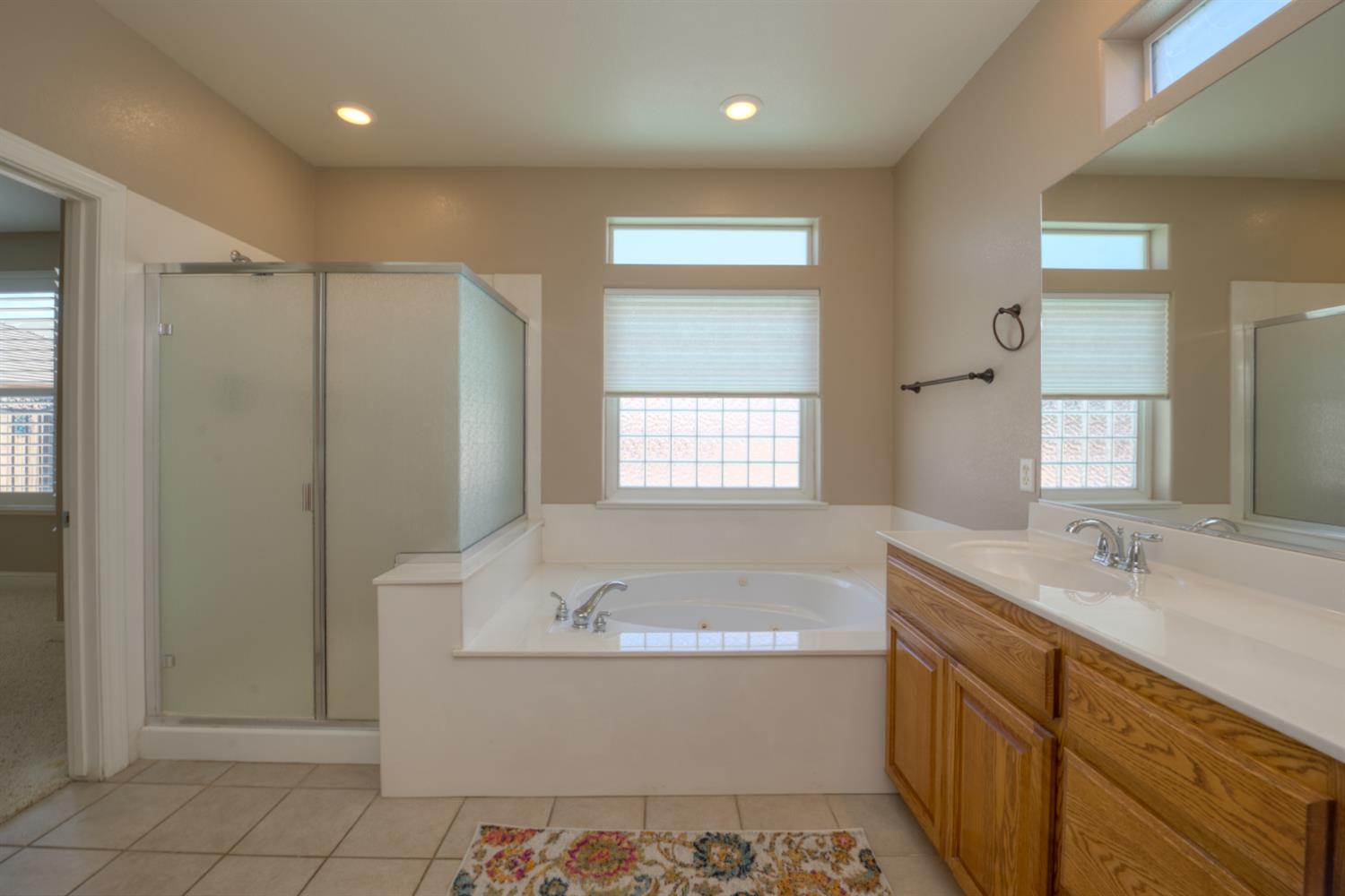 849 Miraggio Drive Patterson, CA 95363 - Photo 28 of 40 a bathroom with a bathtub sink and mirror