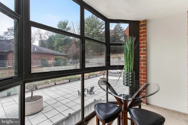 a view of an outdoor space with seating area