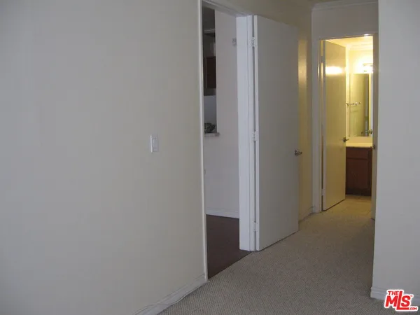 a view of a hallway with closet